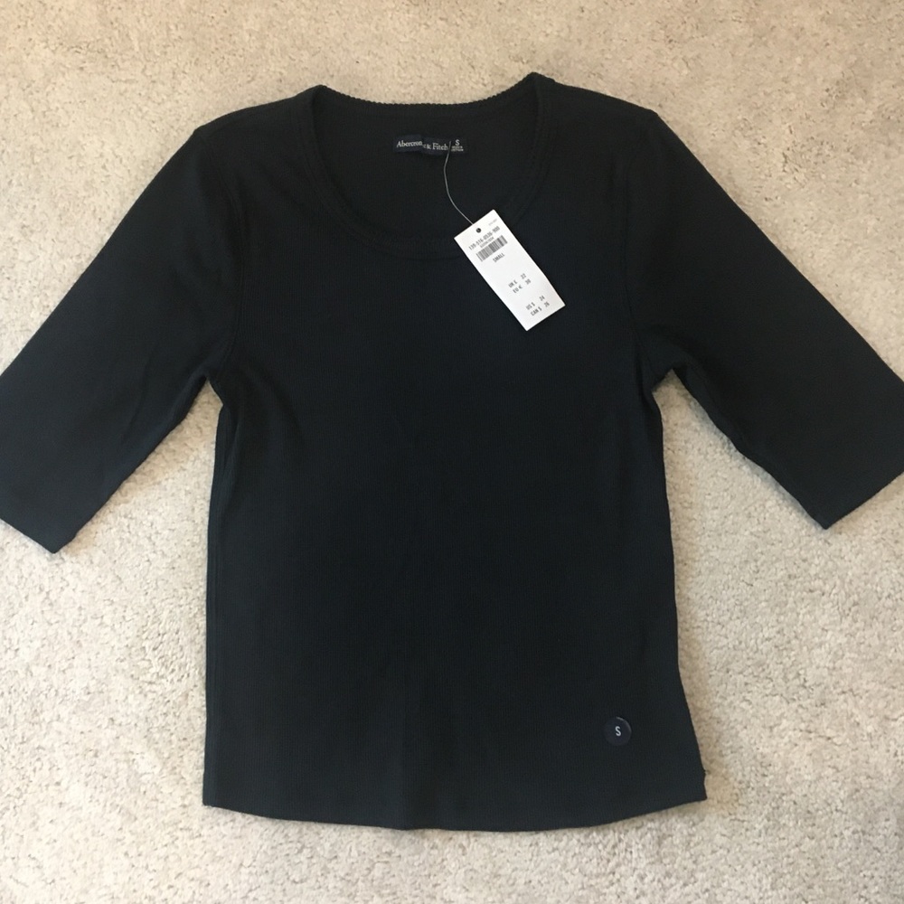 NWT A&F Basic Black Knit 3/4 Tee